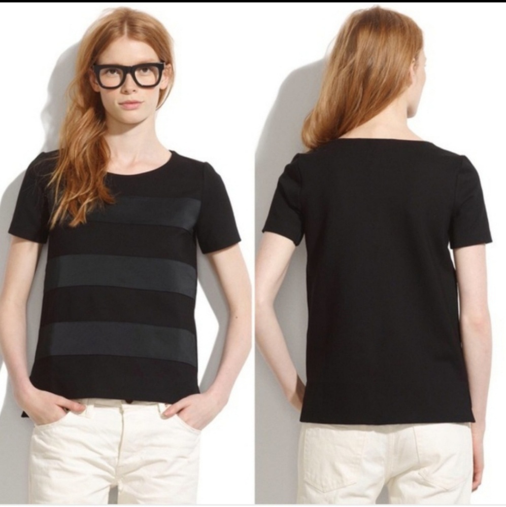Madewell Black Stripe Short Sleeve Top